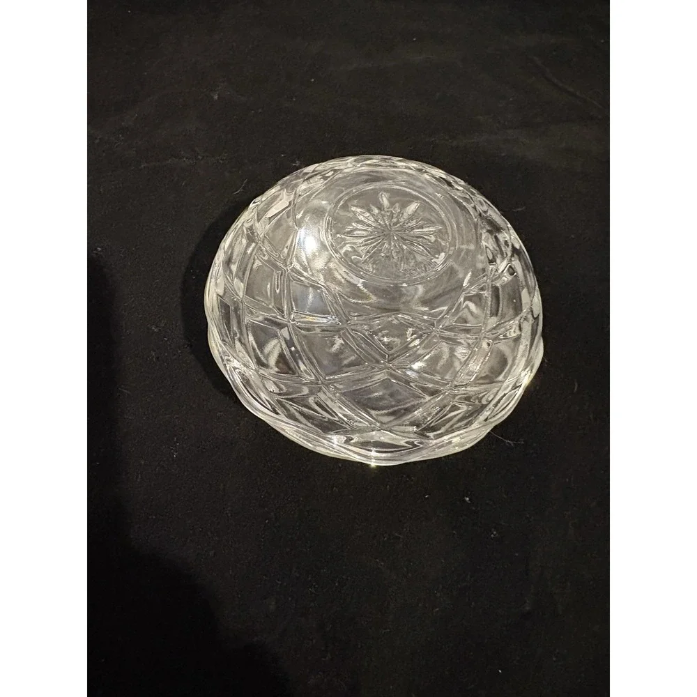 Vintage Crystal Made Italy scalloped edge trinket box dish Marked